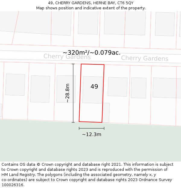 49, CHERRY GARDENS, HERNE BAY, CT6 5QY: Plot and title map