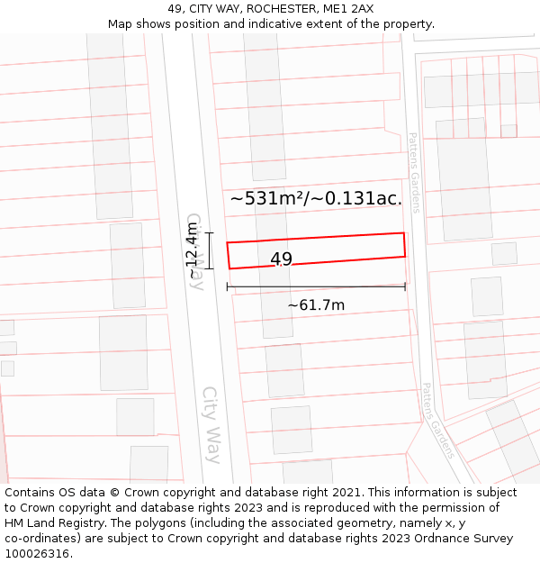 49, CITY WAY, ROCHESTER, ME1 2AX: Plot and title map