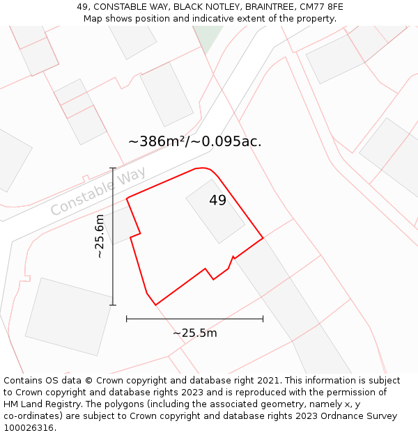 49, CONSTABLE WAY, BLACK NOTLEY, BRAINTREE, CM77 8FE: Plot and title map