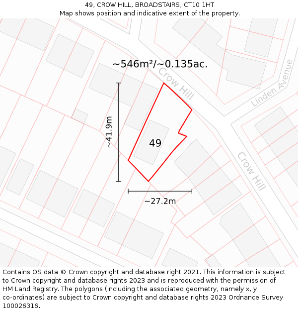 49, CROW HILL, BROADSTAIRS, CT10 1HT: Plot and title map