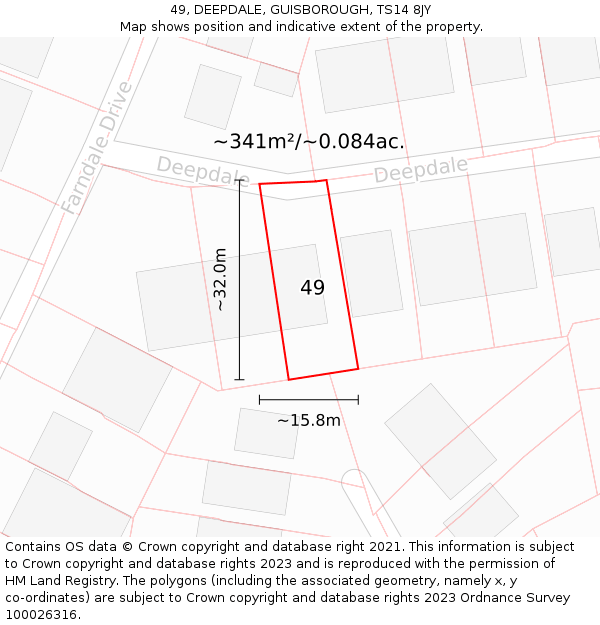 49, DEEPDALE, GUISBOROUGH, TS14 8JY: Plot and title map