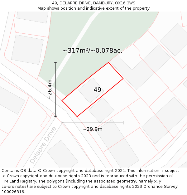 49, DELAPRE DRIVE, BANBURY, OX16 3WS: Plot and title map