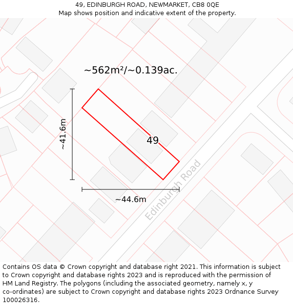 49, EDINBURGH ROAD, NEWMARKET, CB8 0QE: Plot and title map