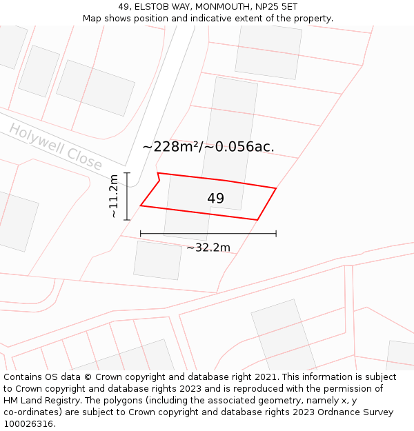 49, ELSTOB WAY, MONMOUTH, NP25 5ET: Plot and title map