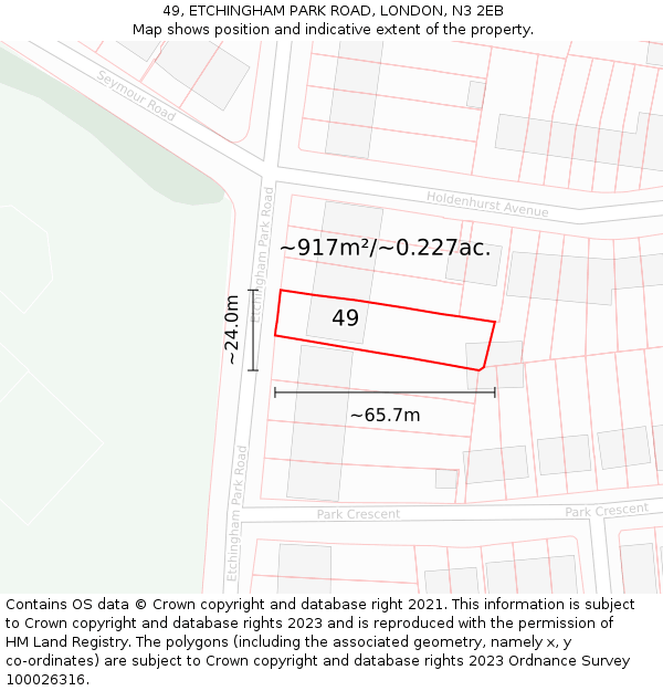 49, ETCHINGHAM PARK ROAD, LONDON, N3 2EB: Plot and title map
