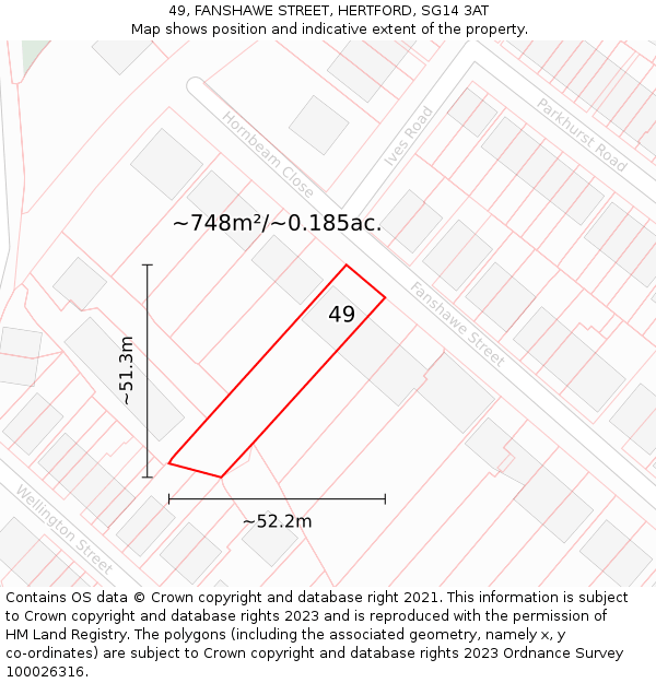 49, FANSHAWE STREET, HERTFORD, SG14 3AT: Plot and title map