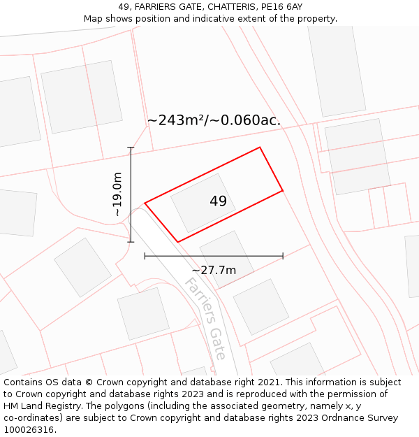 49, FARRIERS GATE, CHATTERIS, PE16 6AY: Plot and title map