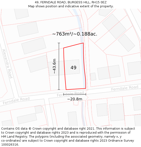 49, FERNDALE ROAD, BURGESS HILL, RH15 0EZ: Plot and title map