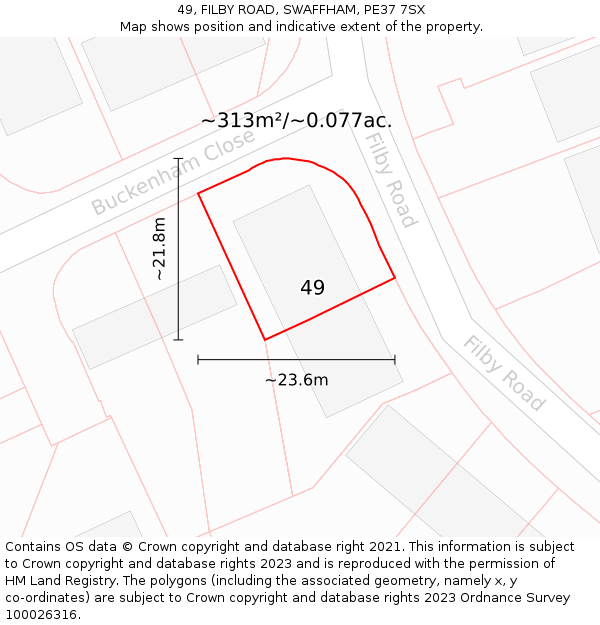 49, FILBY ROAD, SWAFFHAM, PE37 7SX: Plot and title map