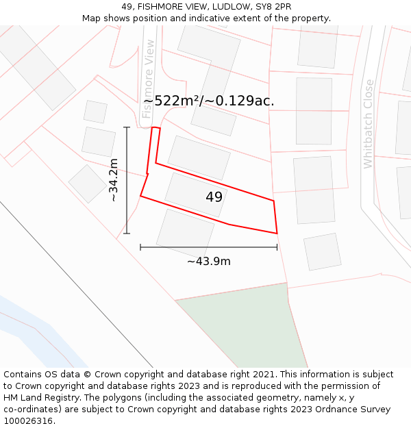 49, FISHMORE VIEW, LUDLOW, SY8 2PR: Plot and title map