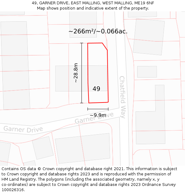 49, GARNER DRIVE, EAST MALLING, WEST MALLING, ME19 6NF: Plot and title map