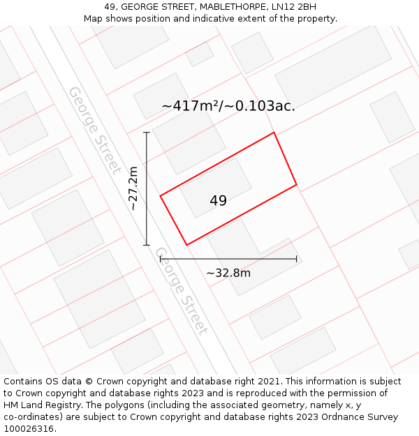 49, GEORGE STREET, MABLETHORPE, LN12 2BH: Plot and title map