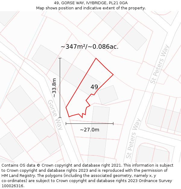 49, GORSE WAY, IVYBRIDGE, PL21 0GA: Plot and title map