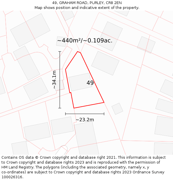 49, GRAHAM ROAD, PURLEY, CR8 2EN: Plot and title map