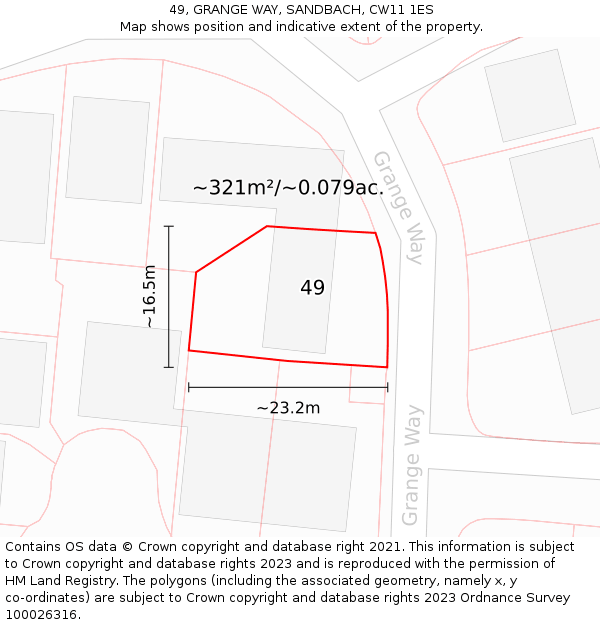 49, GRANGE WAY, SANDBACH, CW11 1ES: Plot and title map