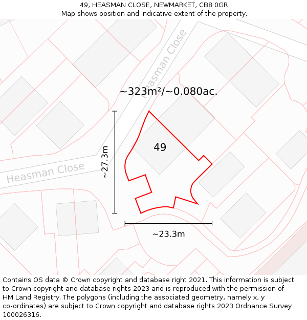 49, HEASMAN CLOSE, NEWMARKET, CB8 0GR: Plot and title map