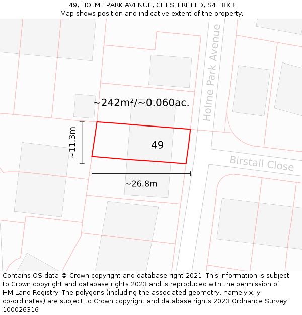 49, HOLME PARK AVENUE, CHESTERFIELD, S41 8XB: Plot and title map