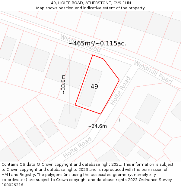 49, HOLTE ROAD, ATHERSTONE, CV9 1HN: Plot and title map