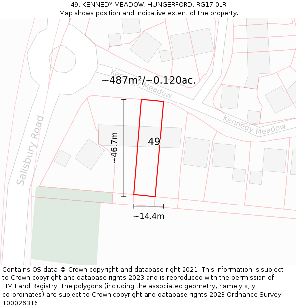 49, KENNEDY MEADOW, HUNGERFORD, RG17 0LR: Plot and title map