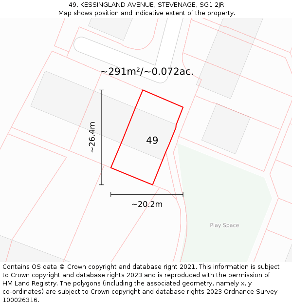 49, KESSINGLAND AVENUE, STEVENAGE, SG1 2JR: Plot and title map