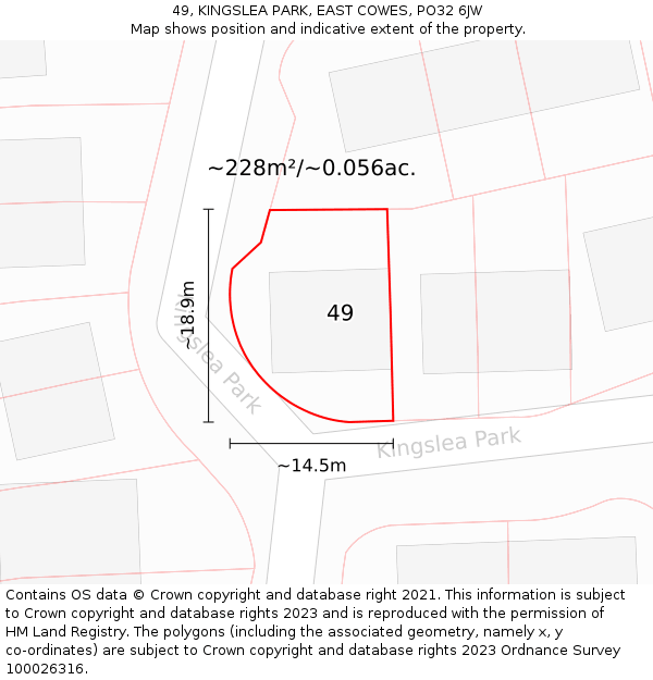 49, KINGSLEA PARK, EAST COWES, PO32 6JW: Plot and title map