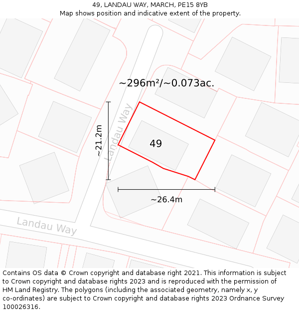 49, LANDAU WAY, MARCH, PE15 8YB: Plot and title map