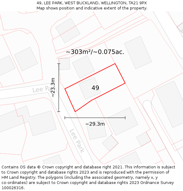 49, LEE PARK, WEST BUCKLAND, WELLINGTON, TA21 9PX: Plot and title map