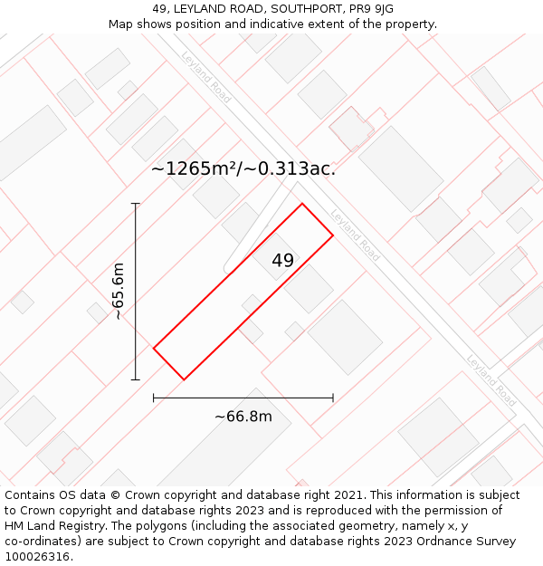 49, LEYLAND ROAD, SOUTHPORT, PR9 9JG: Plot and title map