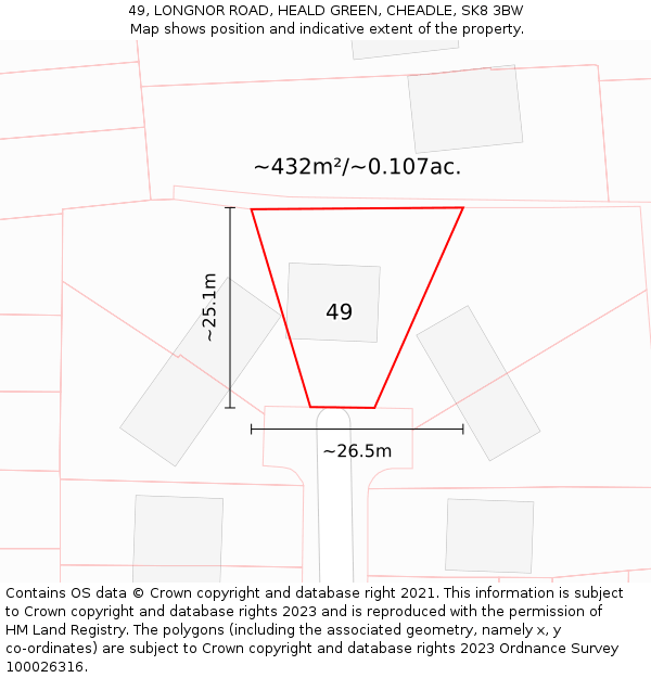 49, LONGNOR ROAD, HEALD GREEN, CHEADLE, SK8 3BW: Plot and title map