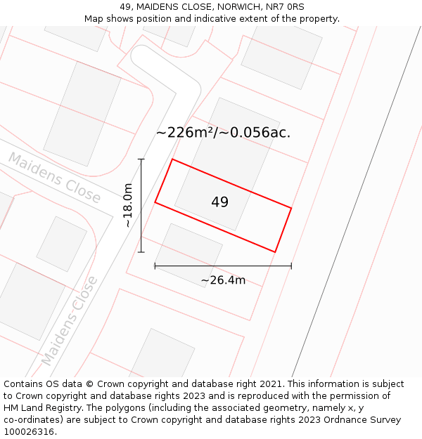 49, MAIDENS CLOSE, NORWICH, NR7 0RS: Plot and title map