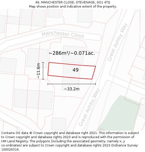 49, MANCHESTER CLOSE, STEVENAGE, SG1 4TQ: Plot and title map