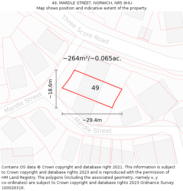 49, MARDLE STREET, NORWICH, NR5 9HU: Plot and title map