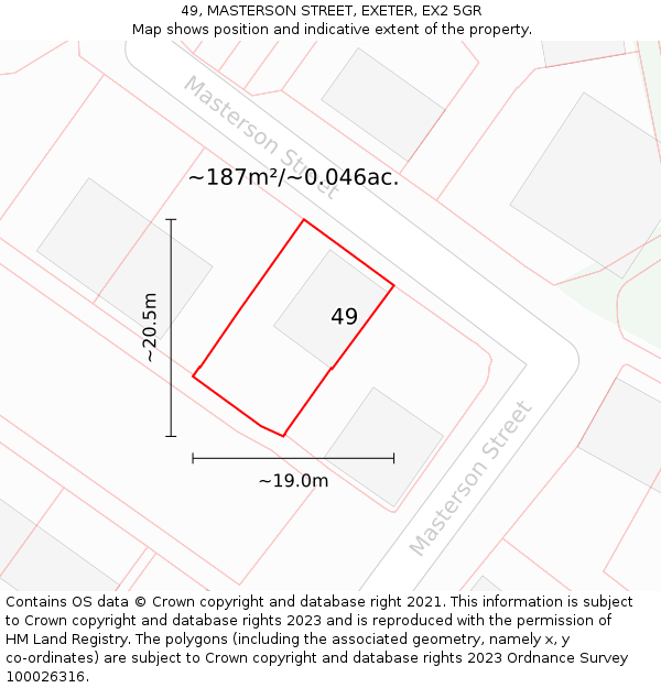 49, MASTERSON STREET, EXETER, EX2 5GR: Plot and title map