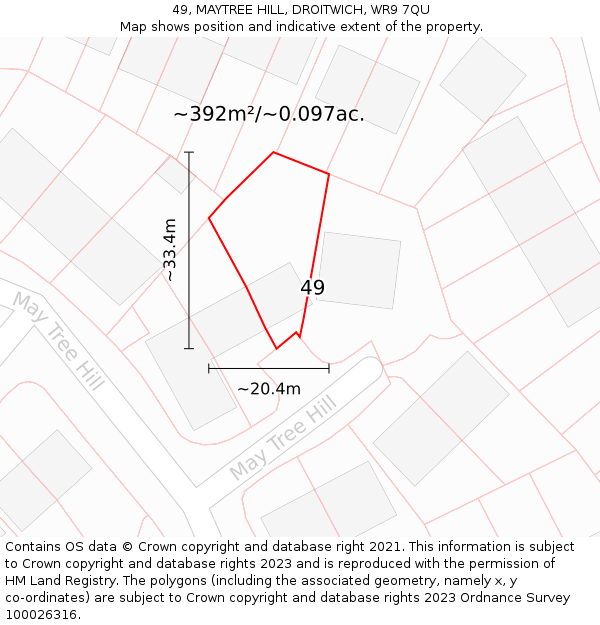 49, MAYTREE HILL, DROITWICH, WR9 7QU: Plot and title map