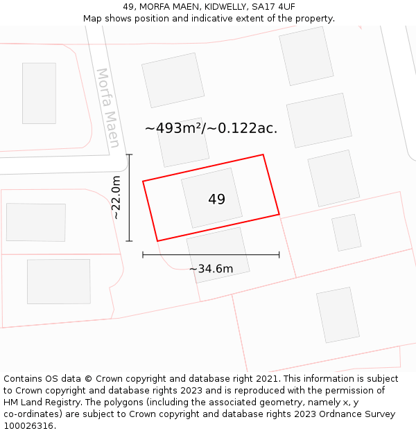 49, MORFA MAEN, KIDWELLY, SA17 4UF: Plot and title map