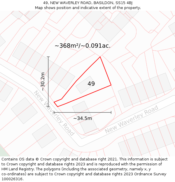 49, NEW WAVERLEY ROAD, BASILDON, SS15 4BJ: Plot and title map