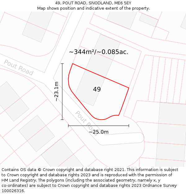 49, POUT ROAD, SNODLAND, ME6 5EY: Plot and title map