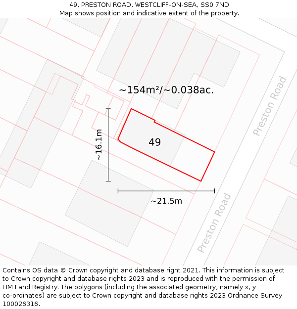 49, PRESTON ROAD, WESTCLIFF-ON-SEA, SS0 7ND: Plot and title map
