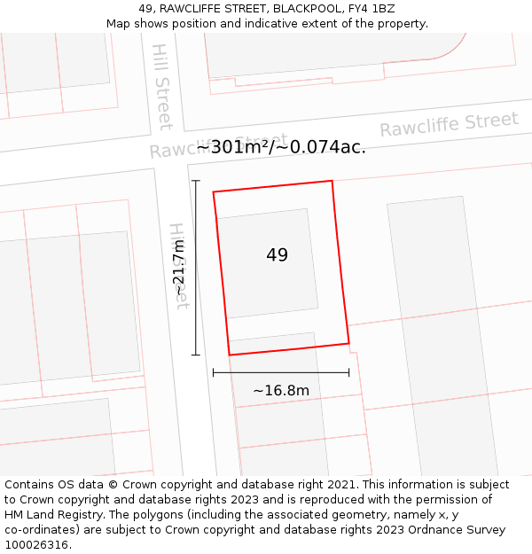 49, RAWCLIFFE STREET, BLACKPOOL, FY4 1BZ: Plot and title map