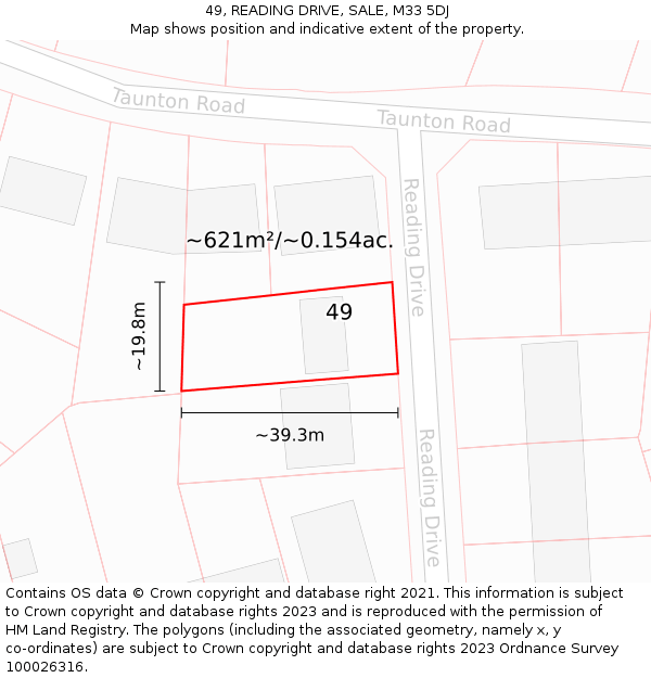 49, READING DRIVE, SALE, M33 5DJ: Plot and title map