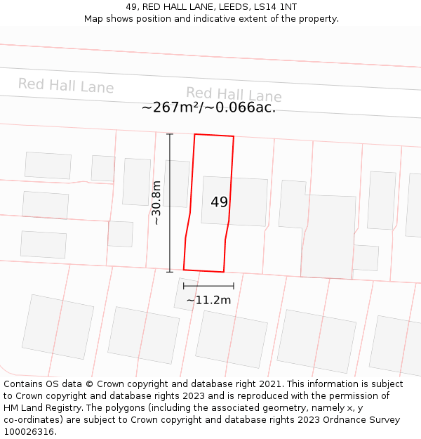 49, RED HALL LANE, LEEDS, LS14 1NT: Plot and title map