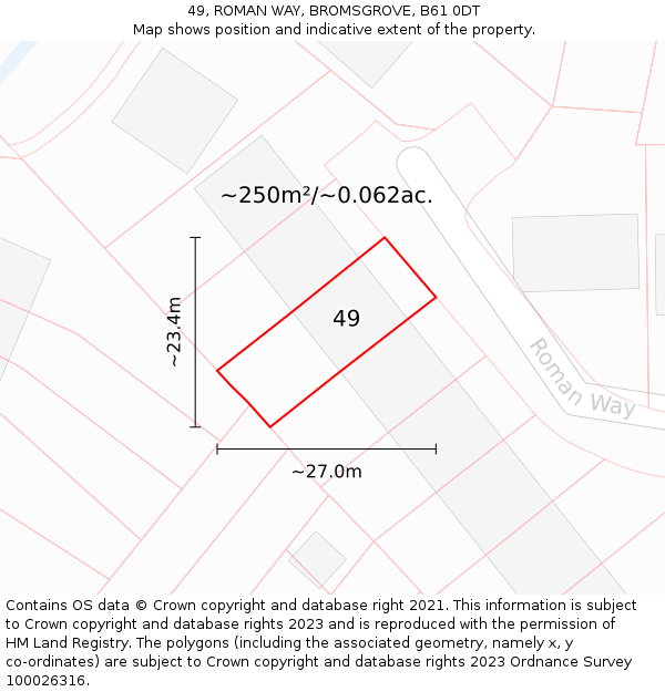 49, ROMAN WAY, BROMSGROVE, B61 0DT: Plot and title map