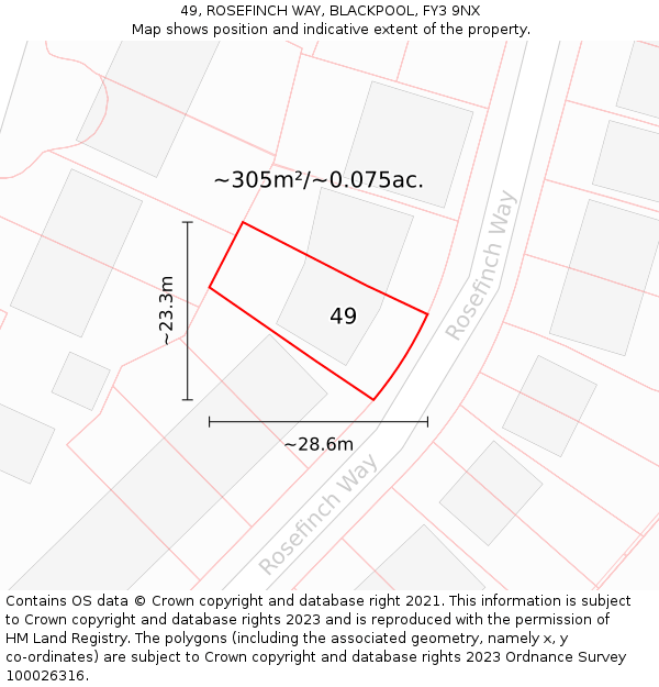 49, ROSEFINCH WAY, BLACKPOOL, FY3 9NX: Plot and title map