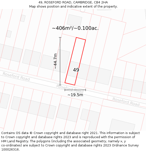 49, ROSEFORD ROAD, CAMBRIDGE, CB4 2HA: Plot and title map