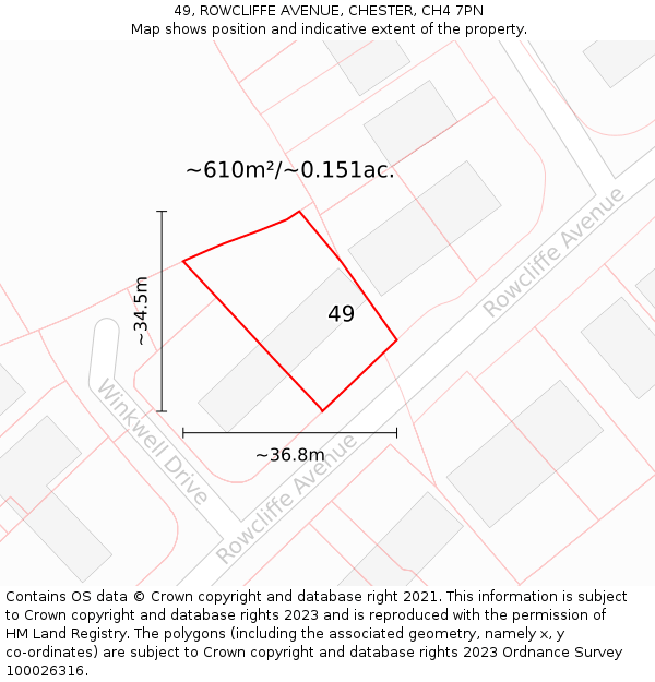 49, ROWCLIFFE AVENUE, CHESTER, CH4 7PN: Plot and title map
