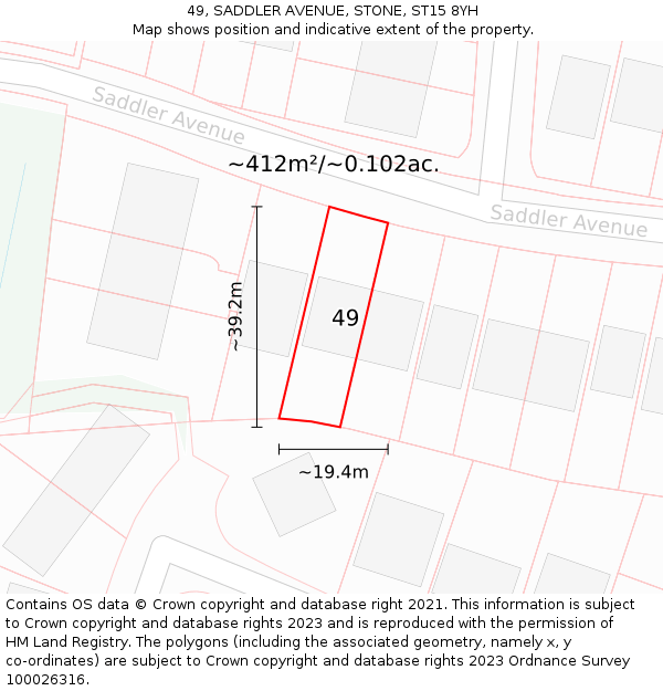 49, SADDLER AVENUE, STONE, ST15 8YH: Plot and title map