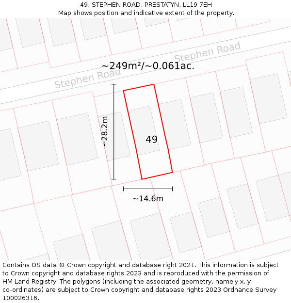 49, STEPHEN ROAD, PRESTATYN, LL19 7EH: Plot and title map