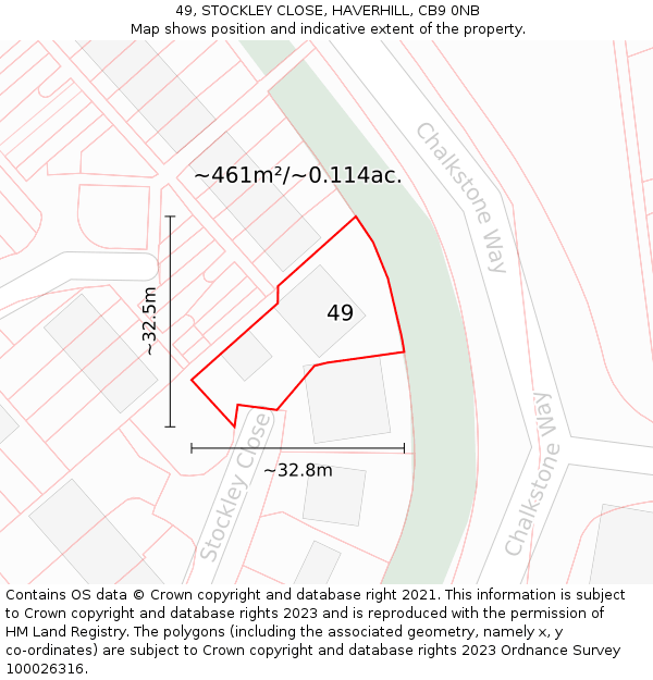 49, STOCKLEY CLOSE, HAVERHILL, CB9 0NB: Plot and title map