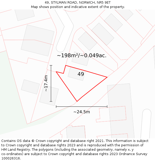 49, STYLMAN ROAD, NORWICH, NR5 9ET: Plot and title map