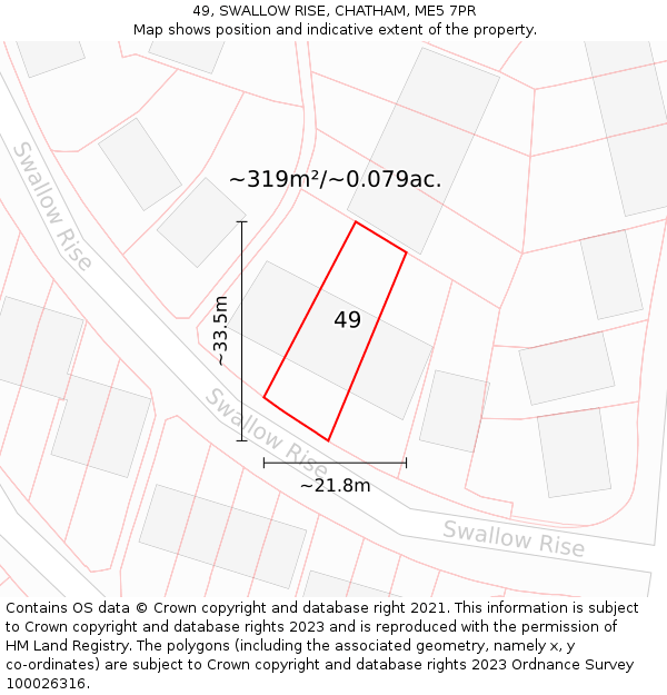 49, SWALLOW RISE, CHATHAM, ME5 7PR: Plot and title map